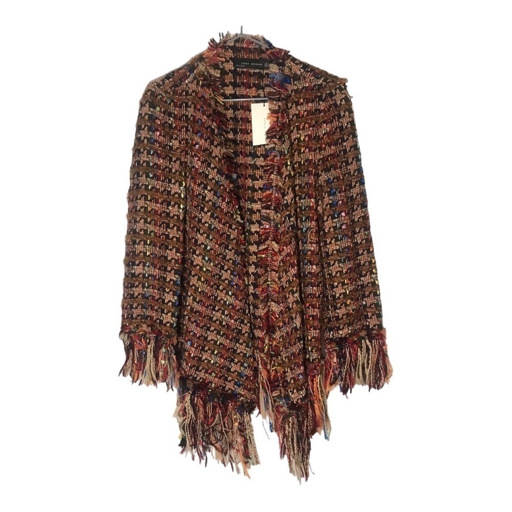 ZARA women’s open front fringe cardigan XS Nwt